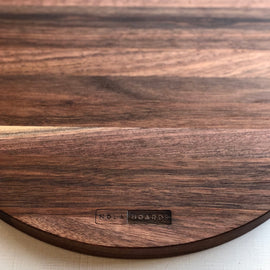 Leah round walnut charcuterie board 14 inch diameter, large serving board for cheese, meats, and entertaining