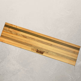 Longhair long narrow charcuterie board in walnut or sinker cypress, 24 inch serving board inspired by New Orleans jazz musician Professor Longhair