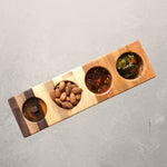 Oh Cher sampler tray made from mixed hardwood, slim serving tray for dips, olives, and nuts, perfect for charcuterie boards