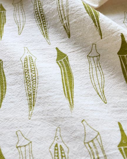 floral gold rabbit kitchen towel with decorative bunny design and botanical pattern for spring and Easter kitchen decor