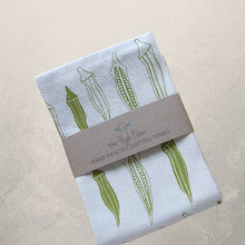 floral gold rabbit kitchen towel with decorative bunny design and botanical pattern for spring and Easter kitchen decor