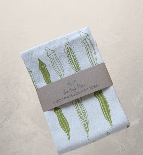 floral gold rabbit kitchen towel with decorative bunny design and botanical pattern for spring and Easter kitchen decor