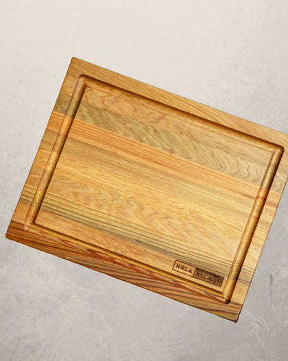 Sazerac cutting board in Louisiana sinker cypress with juice groove, handcrafted bar board for cocktails and lime prep