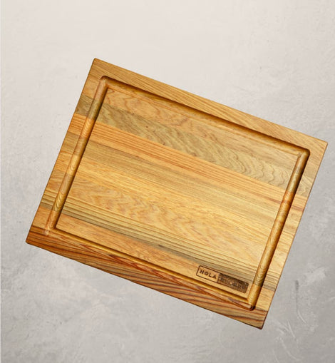 Sazerac cutting board in Louisiana sinker cypress with juice groove, handcrafted bar board for cocktails and lime prep