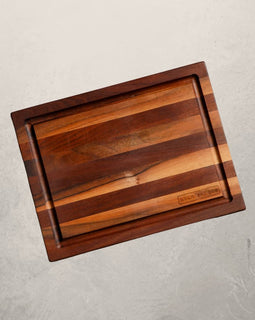 Sazerac walnut bar cutting board with drip well, compact board for slicing limes and serving cocktails inspired by New Orleans
