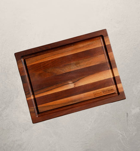 Sazerac walnut bar cutting board with drip well, compact board for slicing limes and serving cocktails inspired by New Orleans