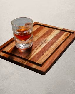 Sazerac walnut bar cutting board with drip well, compact board for slicing limes and serving cocktails inspired by New Orleans