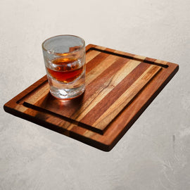 Sazerac walnut bar cutting board with drip well, compact board for slicing limes and serving cocktails inspired by New Orleans