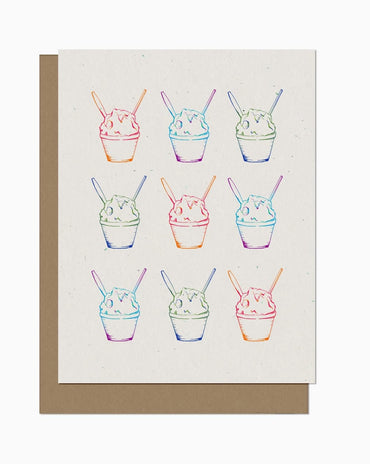 card with colorful snowballs