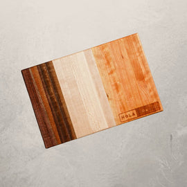 Trinity cutting board with three-panel design in cherry, maple, or walnut, inspired by New Orleans holy trinity ingredients