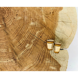 Coffee Stud Wood Earrings