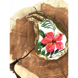 Jungle Hibiscus Decoupage Oyster Dish