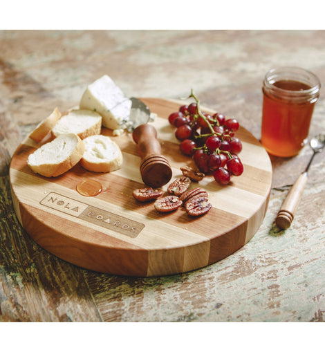 NOLA Bards - Natchez Cheese Board in Cherry & Maple In Use