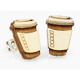 Coffee Stud Wood Earrings