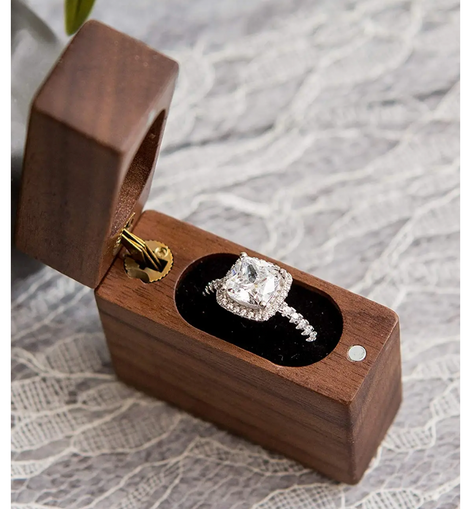 Wood Flip Ring Box