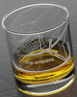 New Orleans Map Rocks Whiskey Glass