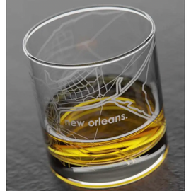 New Orleans Map Rocks Whiskey Glass