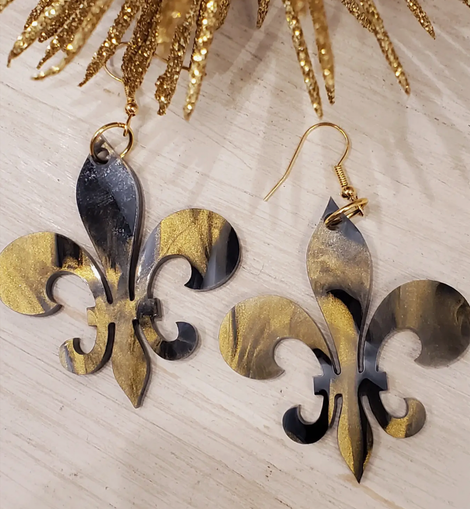 Fleur de lis earrings gold discount